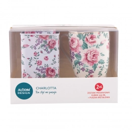 Charlotta gift set including barrel mug NBC 300 ml and square metal tin 8,5x8,5x9,5 cm light