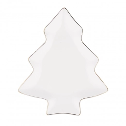 Xmas tree dish with gold line NBC 19,5x16,5x2 cm
