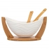 Regular oval salad bowl 32x15x16 cm NBC with bamboo base and spoons Regular oval salad bowl 32x15x16 cm NBC with bamboo base and spoons
