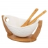 Regular oval salad bowl 32x15x16 cm NBC with bamboo base and spoons Regular oval salad bowl 32x15x16 cm NBC with bamboo base and spoons