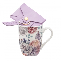 Lilac blossom gift set barrel mug 320 ml with key chain and wallet dec. Jesteœ wyj¹tkowa color box