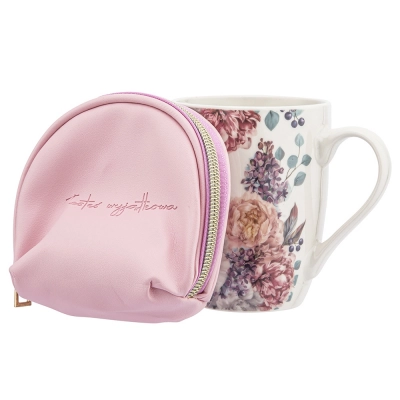 
                                            Lilac blossom gift set barrel mug 320 ml with make-up bag  9x6x11 cm dec. Jesteœ wyj¹tkowa color box
                                            