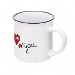 Porcelite mug with rim 320 ml dec. Me and you