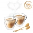 Set of 2pcs high borosilicate glass 250ml + 2 golden spoons Set of 2pcs high borosilicate glass 250ml + 2 golden spoons
