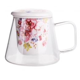 Scarlett glass mug with porcelain filter and lid 300 ml color box