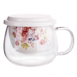 Scarlett glass mug with porcelain filter and lid 220 ml color box