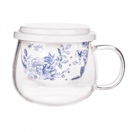 Elisabeth glass mug with porcelain filter and lid 220 ml color box