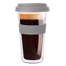 Thermal mug with silicone lid and band 400ml