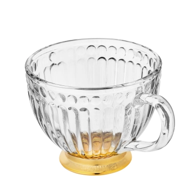 
                                            Lily glass mug with electroppated gold on bottom 430 ml
                                            