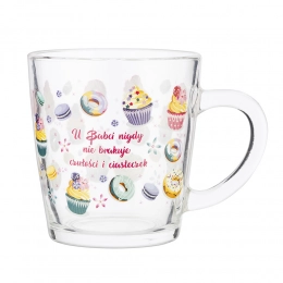 Sweet love glass mug 350 ml with decor color box