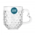 Glass mug with heart shape ear and heart decoration 310 ml Glass mug with heart shape ear and heart decoration 310 ml
