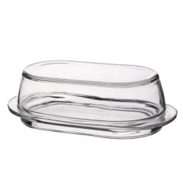 Glass butter dish with lid 21x10,5x7cm