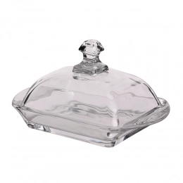 Glossy glass butter dish 17x11 cm