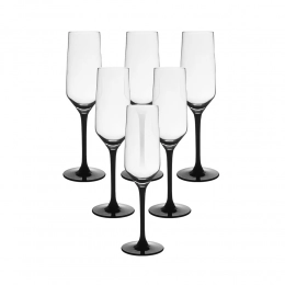 Rubin Black set of 6 pcs champagne glasses 220 ml