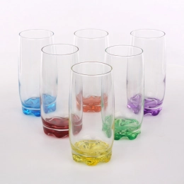 Set of 6 glasses high 350ml painted bottom