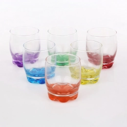 Set of 6 whisky glasses 250ml painted bottom