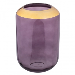 Aurora purple vase with gold rim, h-24cm