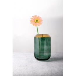 Aurora green vase with gold rim,  h-24cm