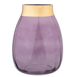 Aurora purple vase with gold rim h-23cm