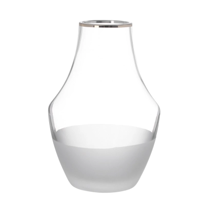 
                                            Glass vase 13,5x13,5x20,5 cm with a frosted effect and gold rim (color box)
                                            