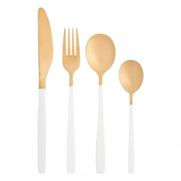 Набор столовых приборов Noble Gold White из 24 штук в футляре с флоковым покрытием.