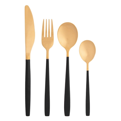 
                                            Noble Gold Black cutlery set of 24 pcs in flock box
                                            
