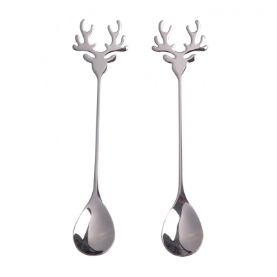
                                            Set of 2 decorative spoons in a color box, dec. silver reindeer
                                            