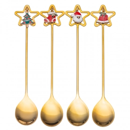 Set of 4 decorated spoons in a color box