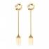 Set of 2 cake forks with decorative end, dec. Christmas Wreath, in a shade of gold Set of 2 cake forks with decorative end, dec. Christmas Wreath, in a shade of gold