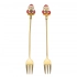 Set of 2 forks with decorative end, dec. Santa Claus, in a shade of gold Set of 2 forks with decorative end, dec. Santa Claus, in a shade of gold