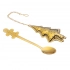 Tea set - golden infuser and golden teaspoon. dec. with a Christmas tree/Gingerbread Man Tea set - golden infuser and golden teaspoon. dec. with a Christmas tree/Gingerbread Man