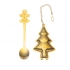Tea set - golden infuser and golden teaspoon. dec. with a Christmas tree/Gingerbread Man Tea set - golden infuser and golden teaspoon. dec. with a Christmas tree/Gingerbread Man