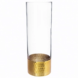 Golden Honey glass vase with gold honeycomb decoration, cylinder shape, h-30cm
