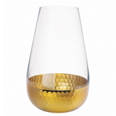 
                                                Golden Honey glass vase with gold honeycomb decoration, tear shape h=25cm
                                                