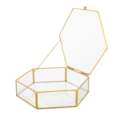 
                                            Golden honey glass case 20x19 cm, hexagon
                                            