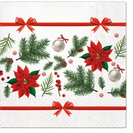 Napkins Festive Poinsetia