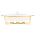 Regular rectangular serving dish 1,7 L on golden warming stand Regular rectangular serving dish 1,7 L on golden warming stand