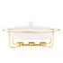 Regular oval serving dish 1,4 L on golden warming stand Regular oval serving dish 1,4 L on golden warming stand