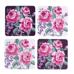 Charlotta set of 4 coasters 10x10 cm in PVC box