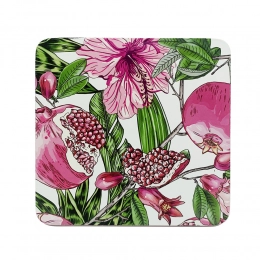 Hibiskus set of 4 coasters 10x10 cm color box
