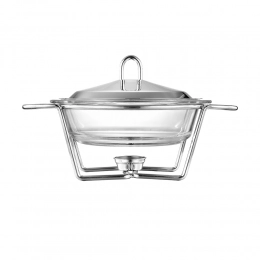 Glass oven dish with steel metal rack and lid 2,0l