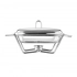 Meteor square heat-resistant dish 1,8 L with stainless steel lid on a warmer Meteor square heat-resistant dish 1,8 L with stainless steel lid on a warmer