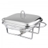 Meteor square heat-resistant dish 1,8 L with stainless steel lid on a warmer Meteor square heat-resistant dish 1,8 L with stainless steel lid on a warmer