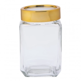 Squared glass container with a gold lid, 700ml