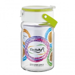 Glass jar with plastic lid 1,4l green