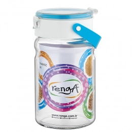 Glass jar with plastic lid 1,4l blue