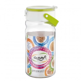 Glass jar with plastic lid 1,8l green