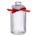 Storage glass jar 1,25 L with red bow and relief