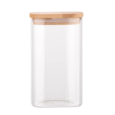 
                                            Square Borosilicate Container 1350ml with Bamboo Lid
                                            
