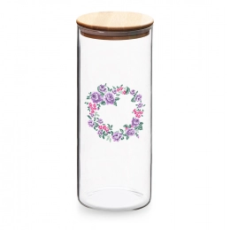 Charlotta borosilicate glass container with bamboo lid 800 ml dec.2 color box BZ